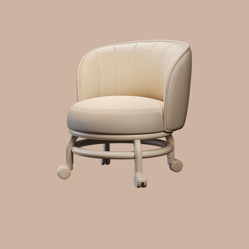 Modern Minimalist Round Iron PU Leather Sponge Movable Low Stool Backrest Armless For Living Room Cuvalon