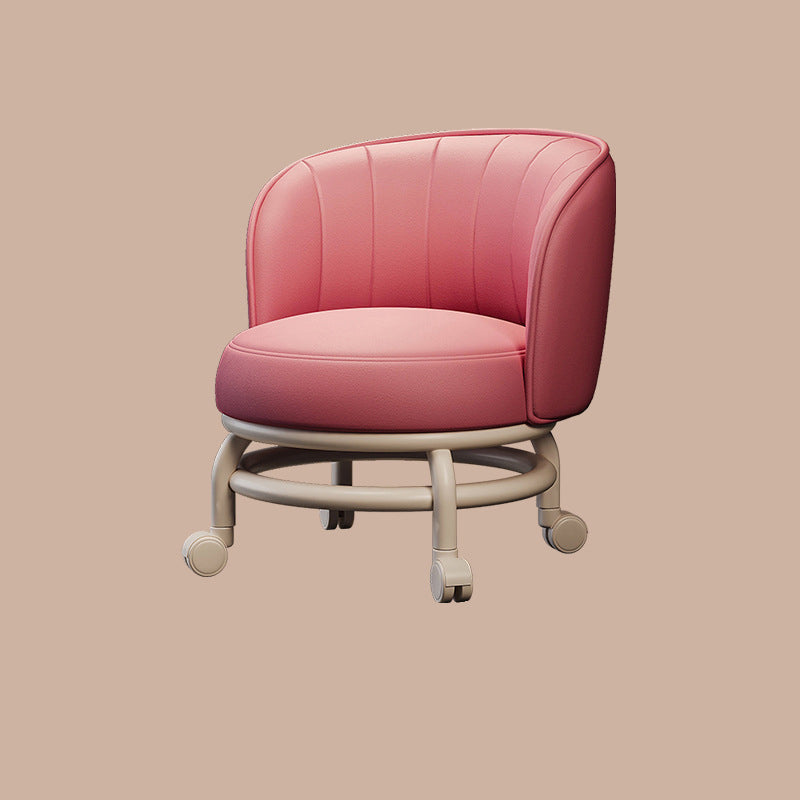 Modern Minimalist Round Iron PU Leather Sponge Movable Low Stool Backrest Armless For Living Room Cuvalon
