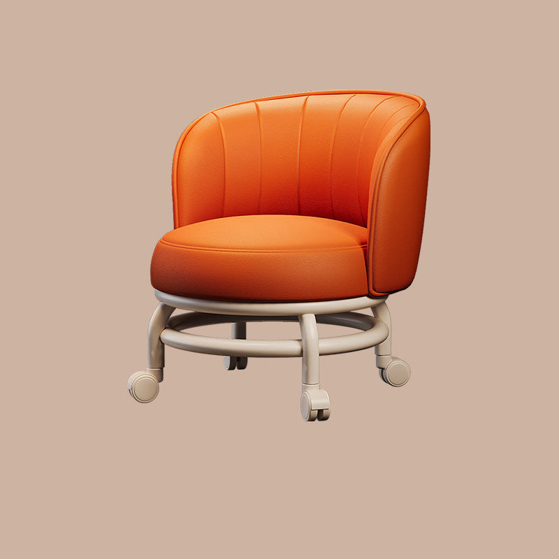 Modern Minimalist Round Iron PU Leather Sponge Movable Low Stool Backrest Armless For Living Room Cuvalon