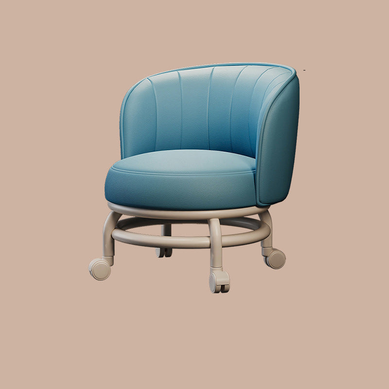 Modern Minimalist Round Iron PU Leather Sponge Movable Low Stool Backrest Armless For Living Room Cuvalon