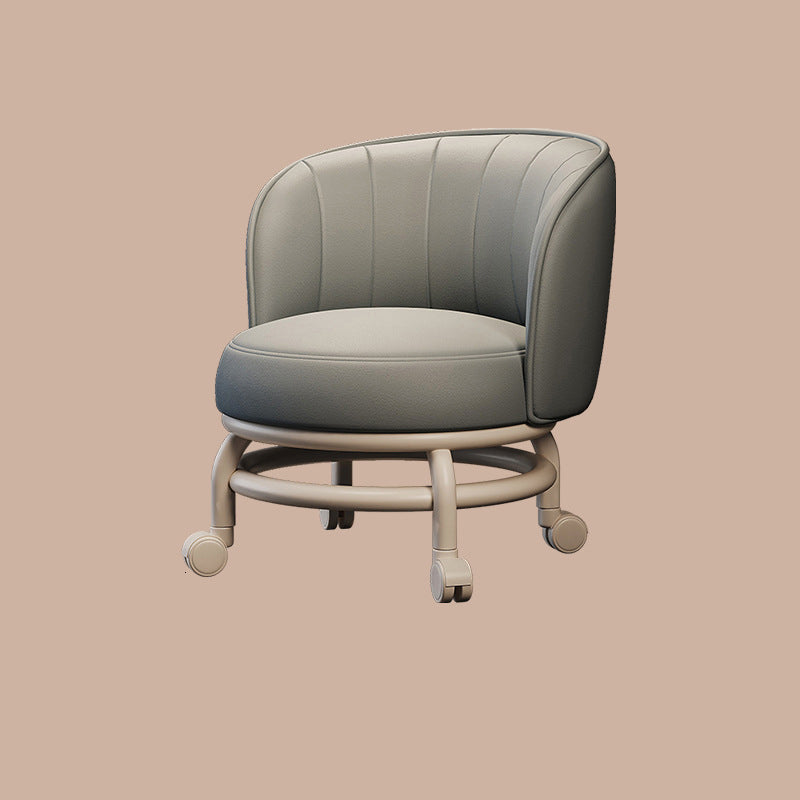Modern Minimalist Round Iron PU Leather Sponge Movable Low Stool Backrest Armless For Living Room Cuvalon
