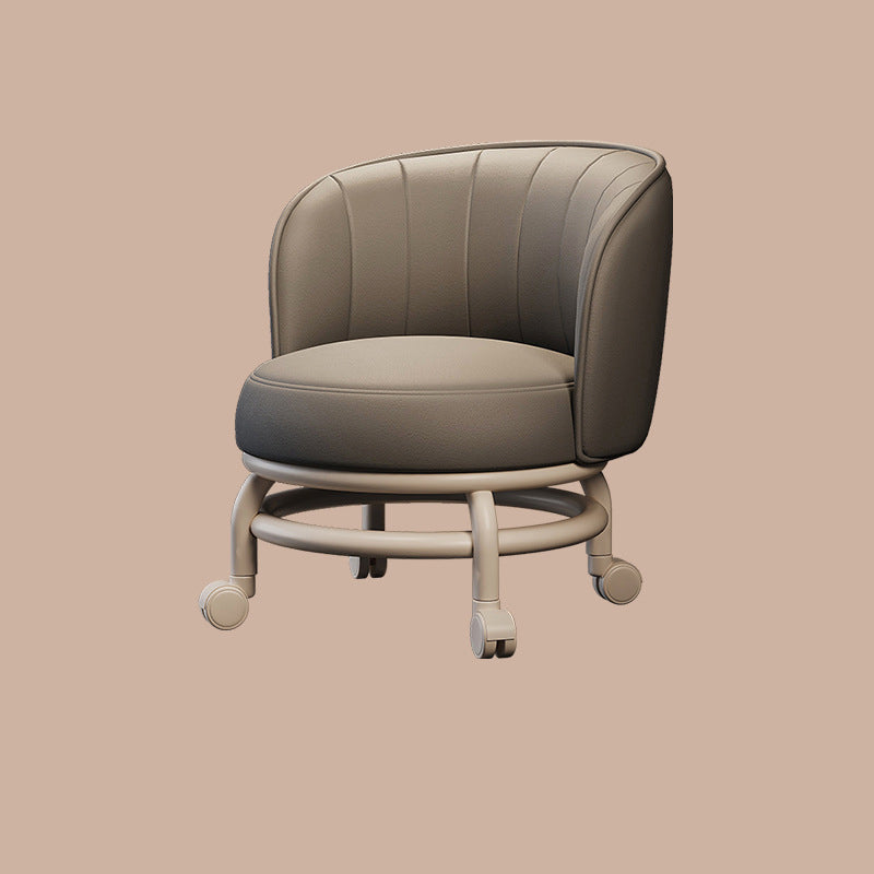 Modern Minimalist Round Iron PU Leather Sponge Movable Low Stool Backrest Armless For Living Room Cuvalon