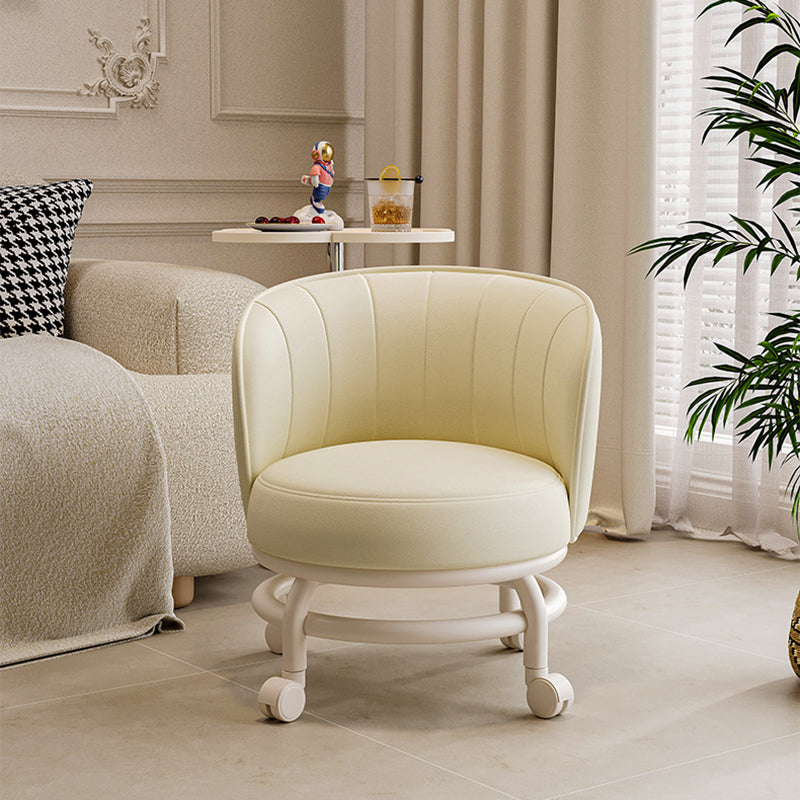 Modern Minimalist Round Iron PU Leather Sponge Movable Low Stool Backrest Armless For Living Room Cuvalon