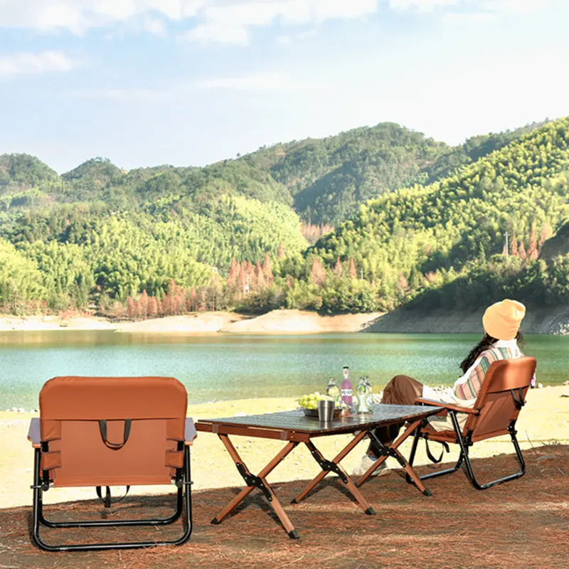 Modern Minimalist Rectangle Outdoor Aluminum Alloy Oxford Fabric Cotton Foldable Detachable Camping Chair Backrest Armrest For Garden Cuvalon