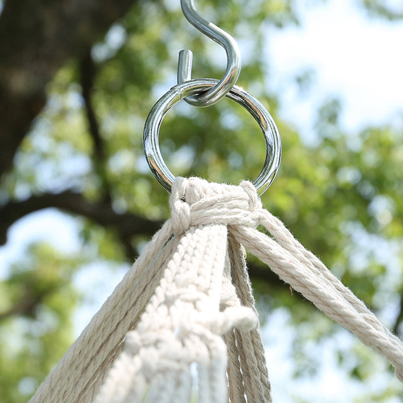 Contemporary Coastal Round Cotton Rope Steel Outdoor Hanging Chair Backrest Armless For Garden Cuvalon