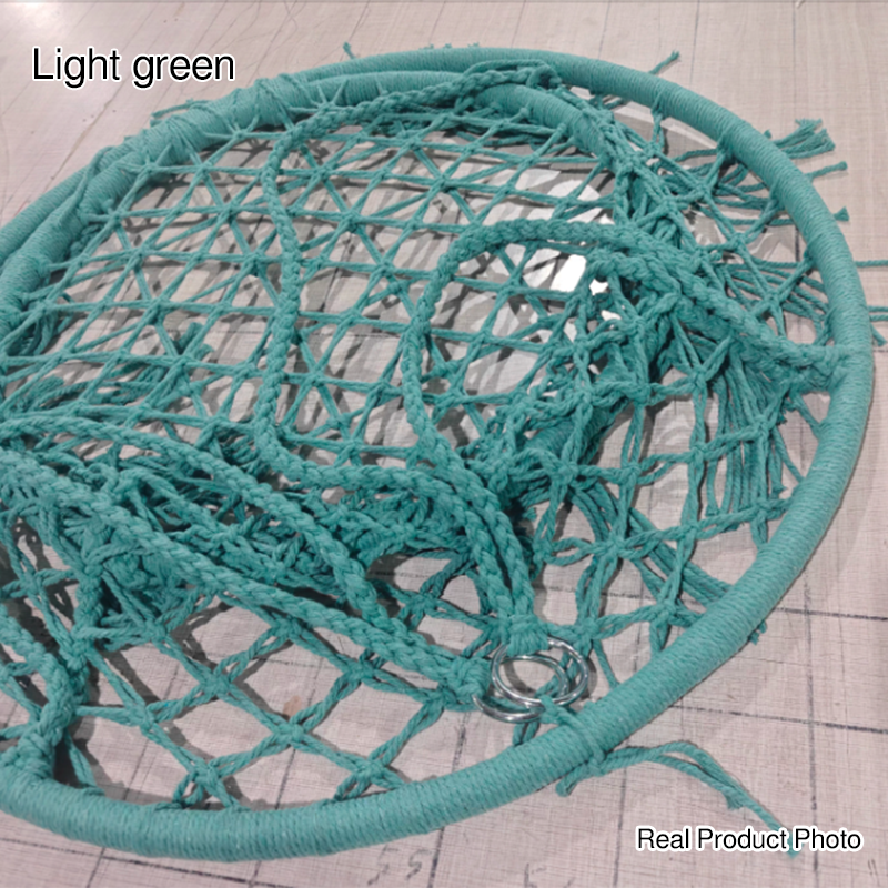 Contemporary Coastal Round Cotton Rope Steel Outdoor Hanging Chair Backrest Armless For Garden Cuvalon