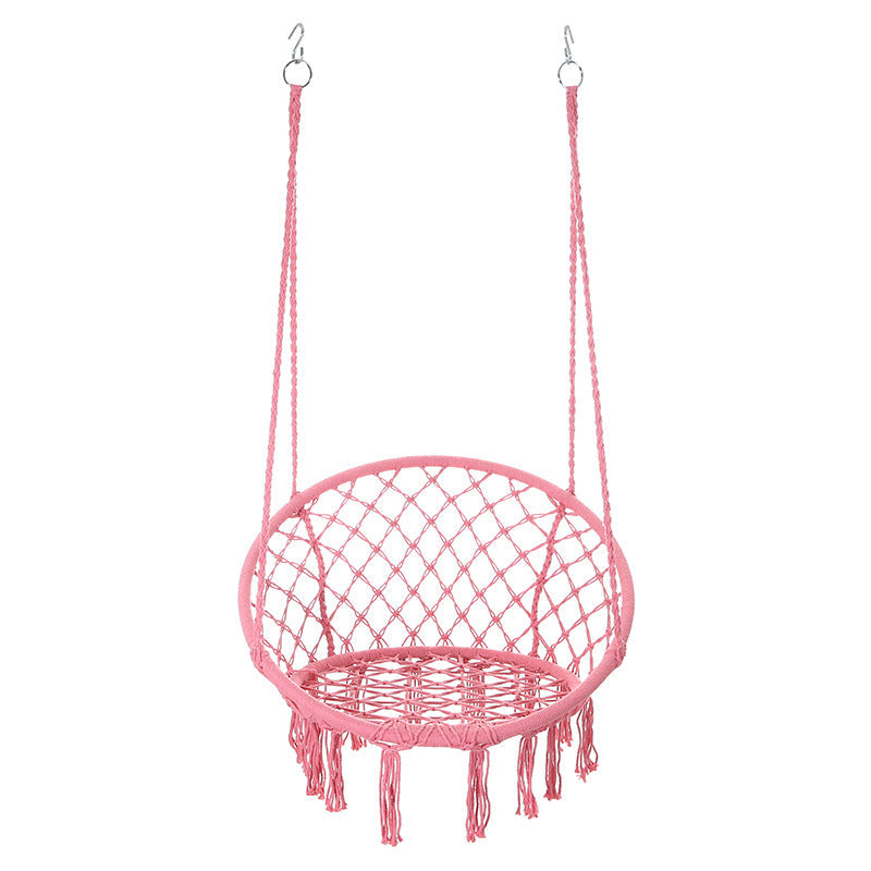Contemporary Coastal Round Cotton Rope Steel Outdoor Hanging Chair Backrest Armless For Garden Cuvalon