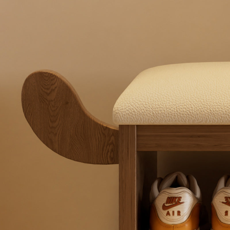 Modern Art Deco Dog Rubberwood PU Leather Sponge Kids Shoe Bench Backless Armless For Entryway Cuvalon