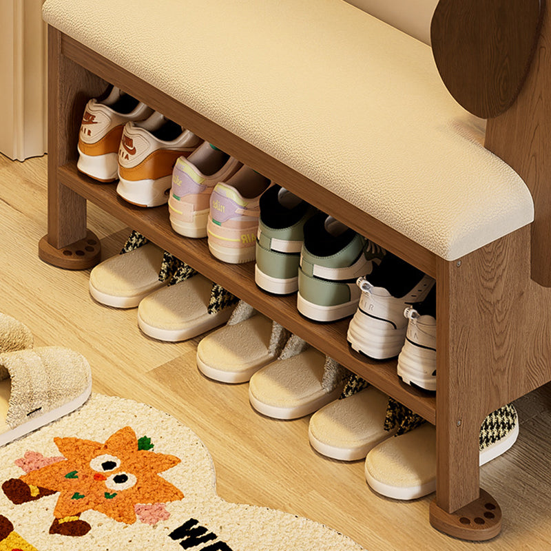 Modern Art Deco Dog Rubberwood PU Leather Sponge Kids Shoe Bench Backless Armless For Entryway Cuvalon