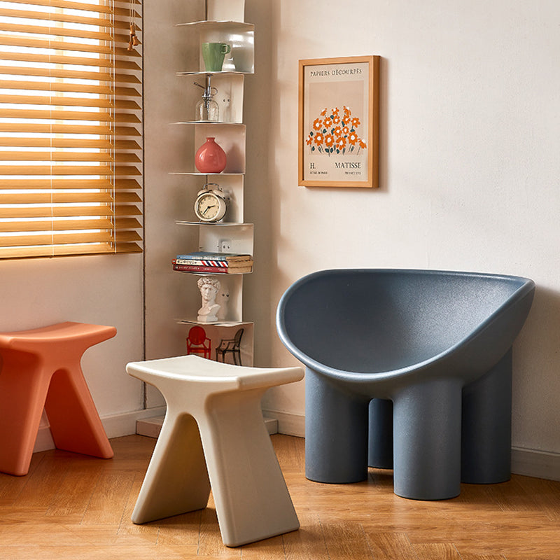 Modern Minimalist Geometric PE Plastic Kids Low Stool Backless Armless For Hallway Cuvalon