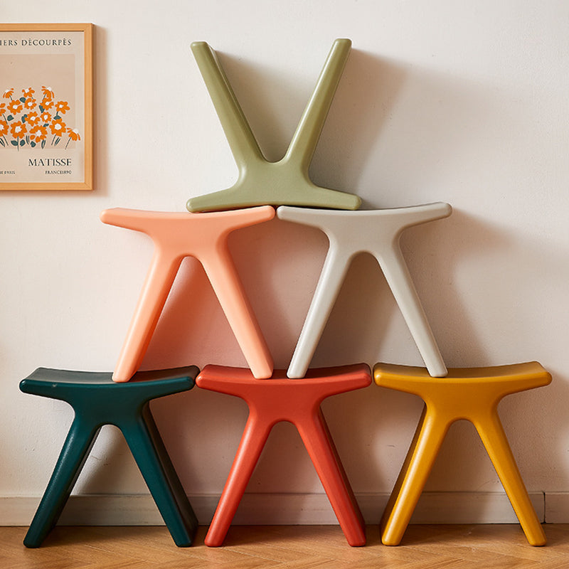 Modern Minimalist Geometric PE Plastic Kids Low Stool Backless Armless For Hallway Cuvalon