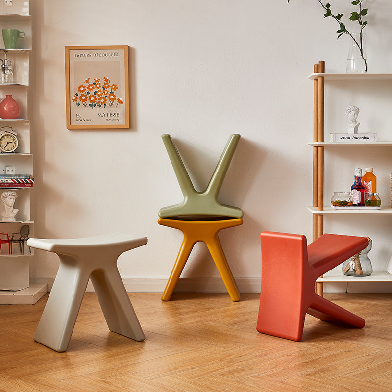Modern Minimalist Geometric PE Plastic Kids Low Stool Backless Armless For Hallway Cuvalon