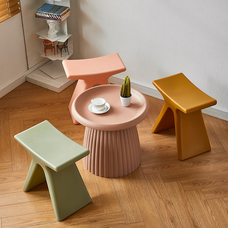 Modern Minimalist Geometric PE Plastic Kids Low Stool Backless Armless For Hallway Cuvalon