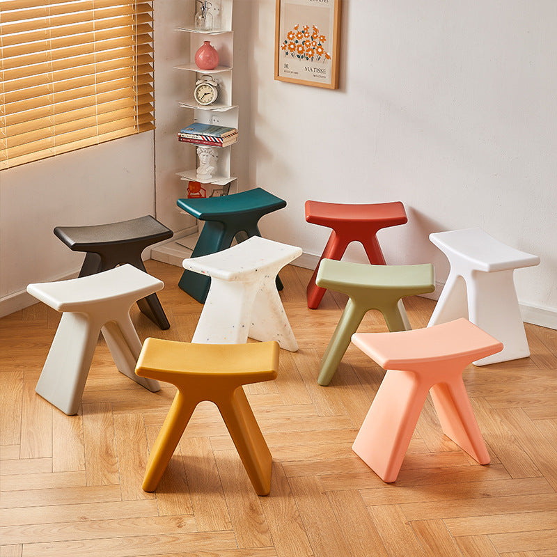 Modern Minimalist Geometric PE Plastic Kids Low Stool Backless Armless For Hallway Cuvalon