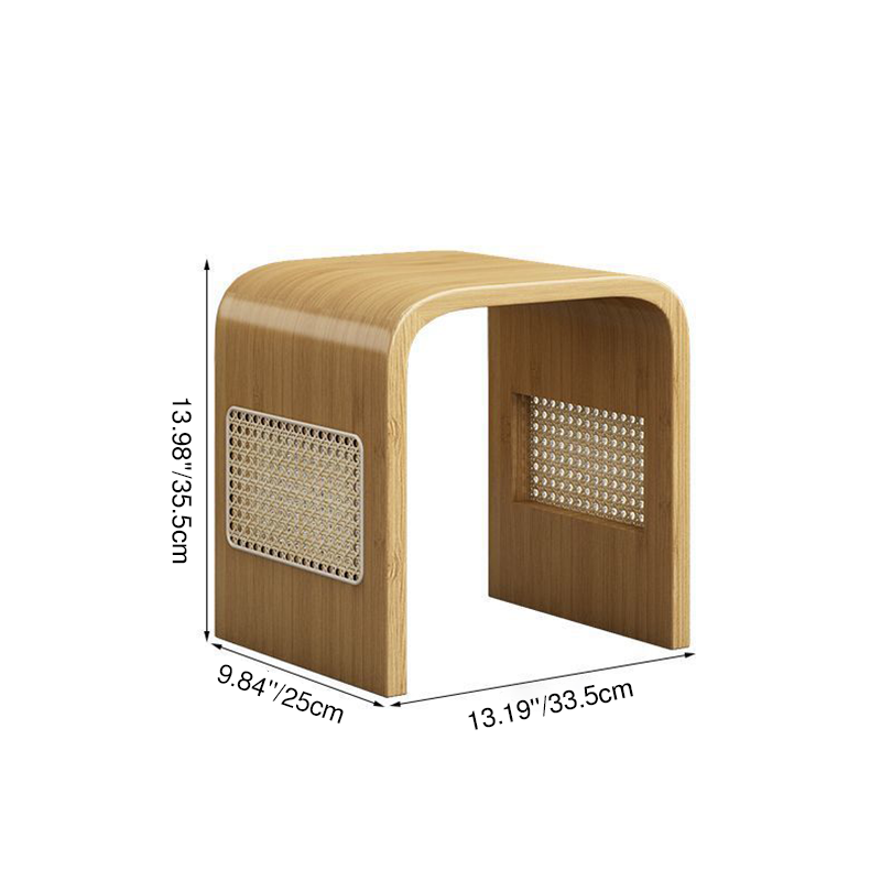 Modern Minimalist Arc Nan Bamboo Resin Rattan Weaving Kids Low Stool Backless Armless For Entryway Cuvalon