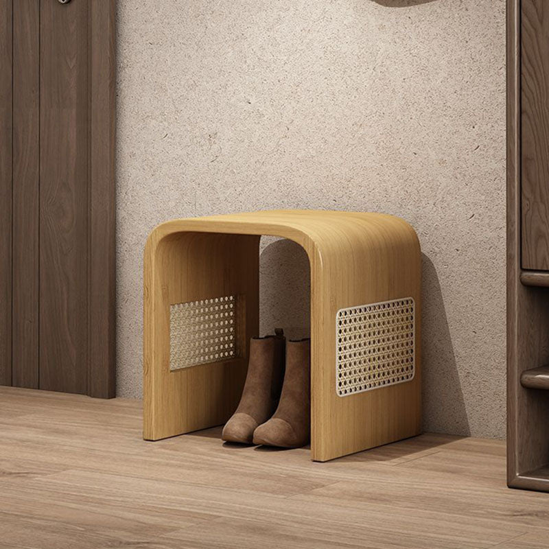 Modern Minimalist Arc Nan Bamboo Resin Rattan Weaving Kids Low Stool Backless Armless For Entryway Cuvalon