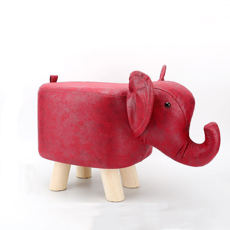 Contemporary Creative Kids Fabric Wood Sponge Animal Elephant Footstool For Entryway Cuvalon
