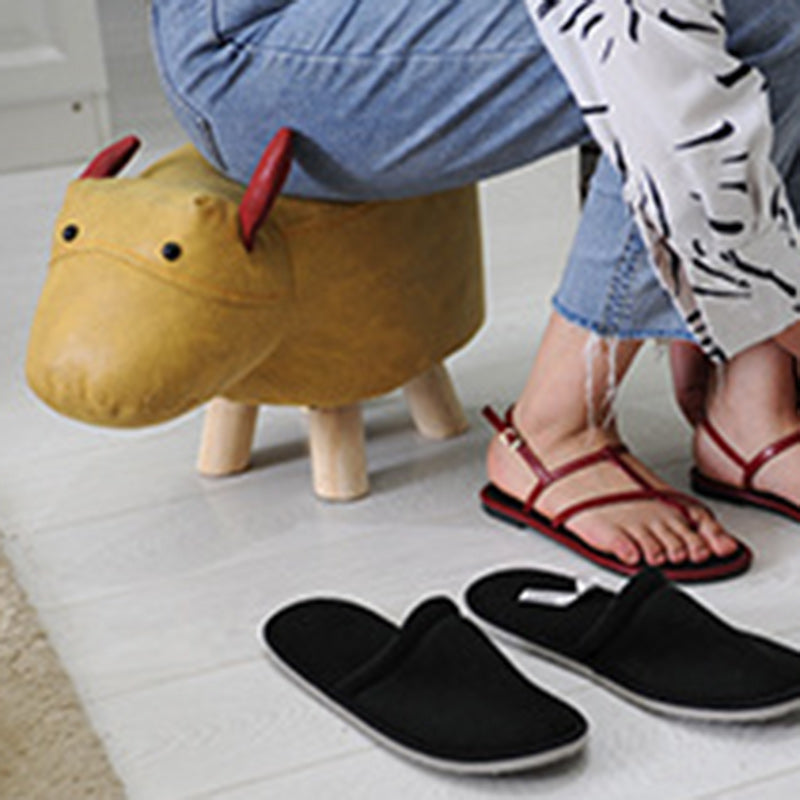 Contemporary Creative Kids Fabric Wood Sponge Animal Elephant Footstool For Entryway Cuvalon