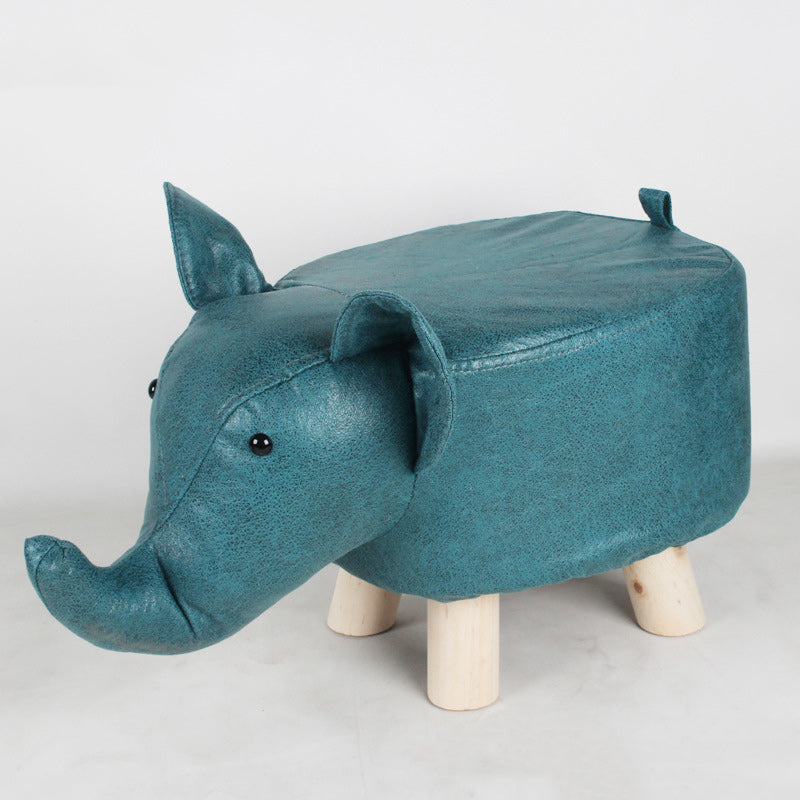 Contemporary Creative Kids Fabric Wood Sponge Animal Elephant Footstool For Entryway Cuvalon