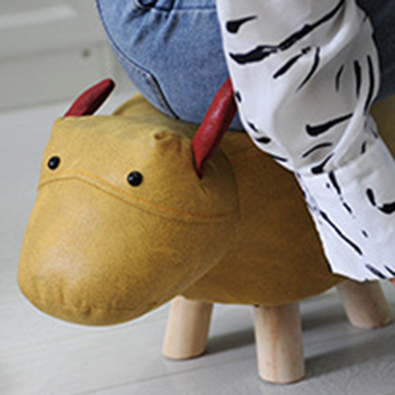 Contemporary Creative Kids Fabric Wood Sponge Animal Elephant Footstool For Entryway Cuvalon
