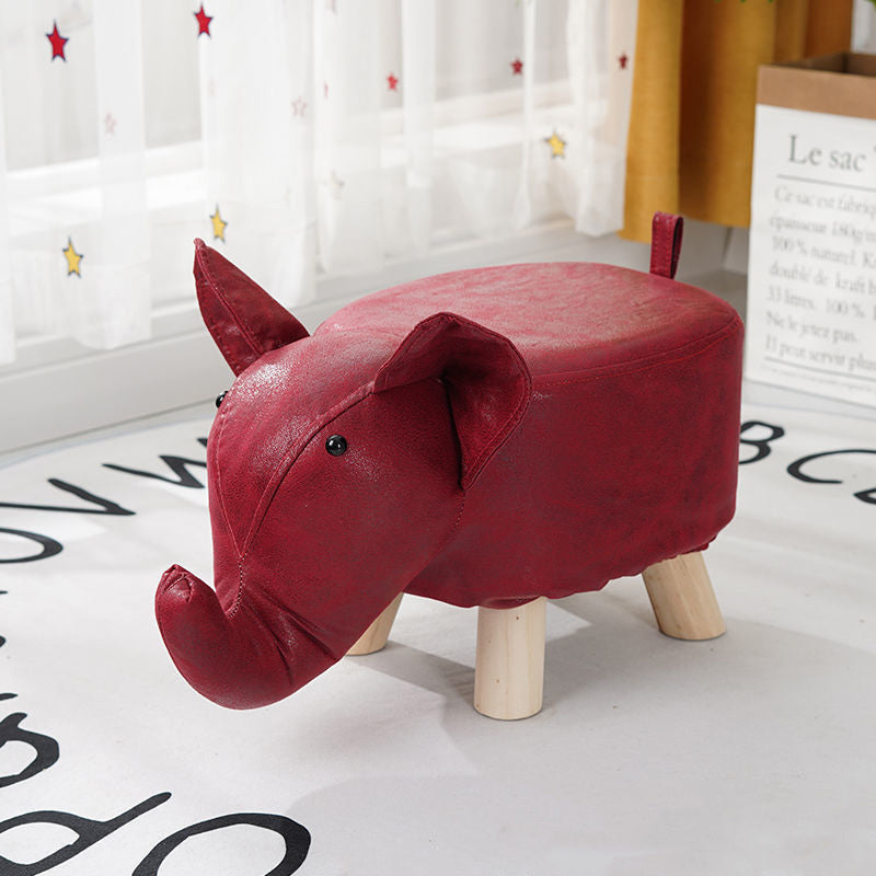 Contemporary Creative Kids Fabric Wood Sponge Animal Elephant Footstool For Entryway Cuvalon