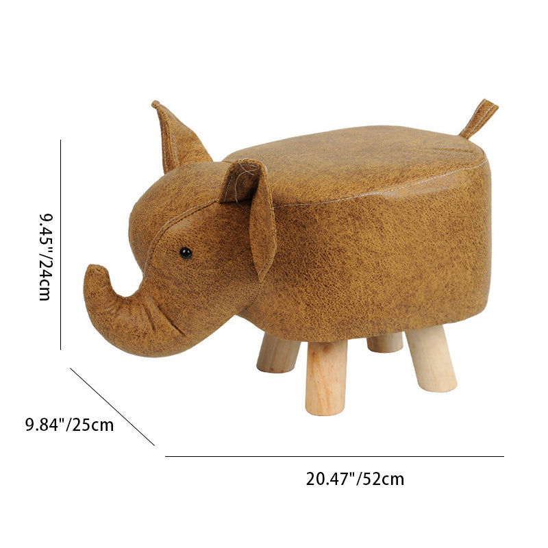 Contemporary Creative Kids Fabric Wood Sponge Animal Elephant Footstool For Entryway Cuvalon