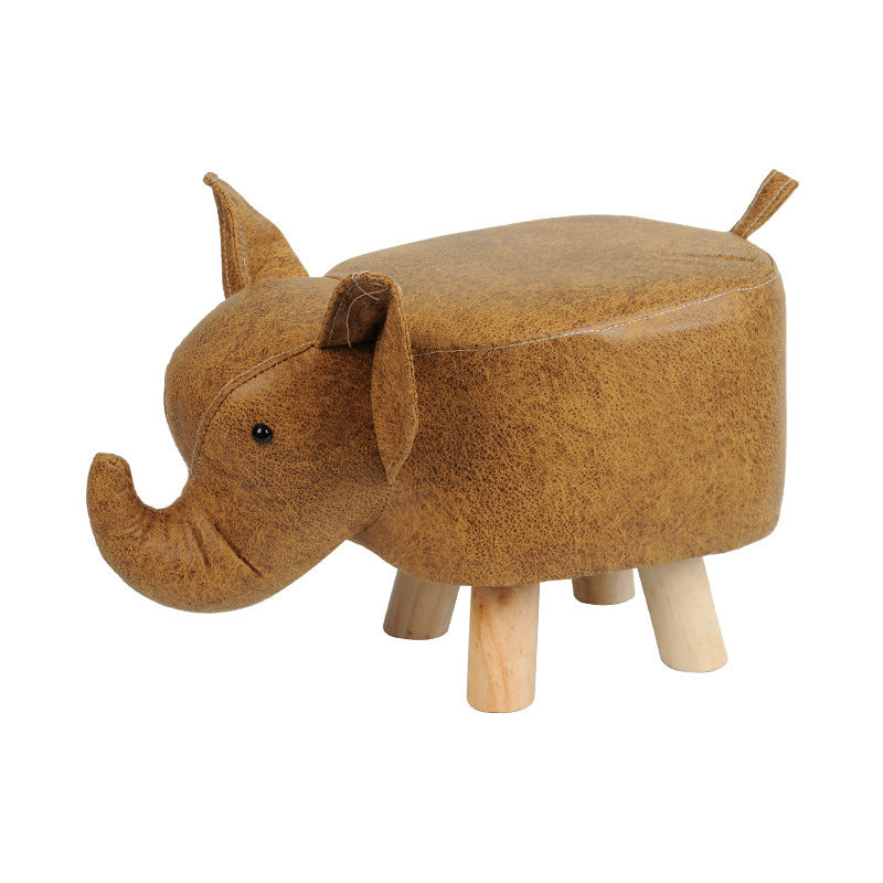 Contemporary Creative Kids Fabric Wood Sponge Animal Elephant Footstool For Entryway Cuvalon