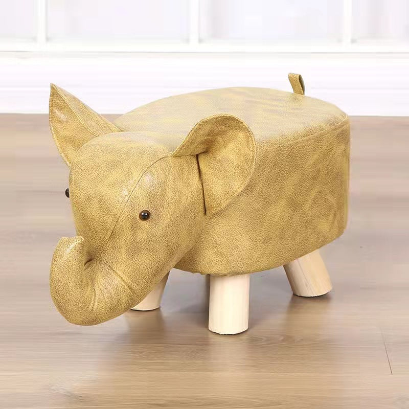 Contemporary Creative Kids Fabric Wood Sponge Animal Elephant Footstool For Entryway Cuvalon