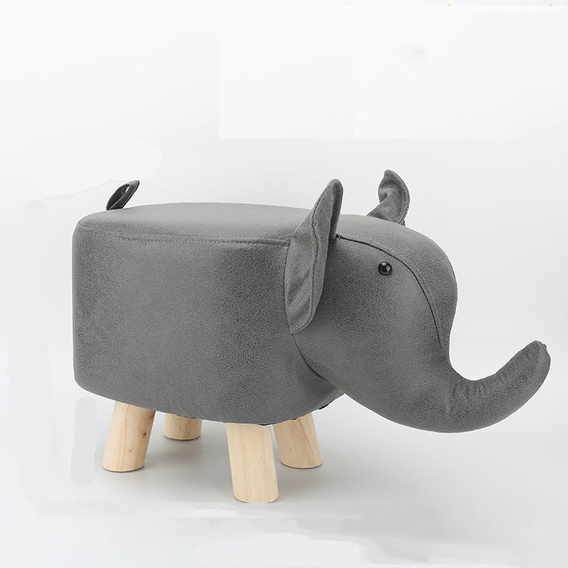 Contemporary Creative Kids Fabric Wood Sponge Animal Elephant Footstool For Entryway Cuvalon
