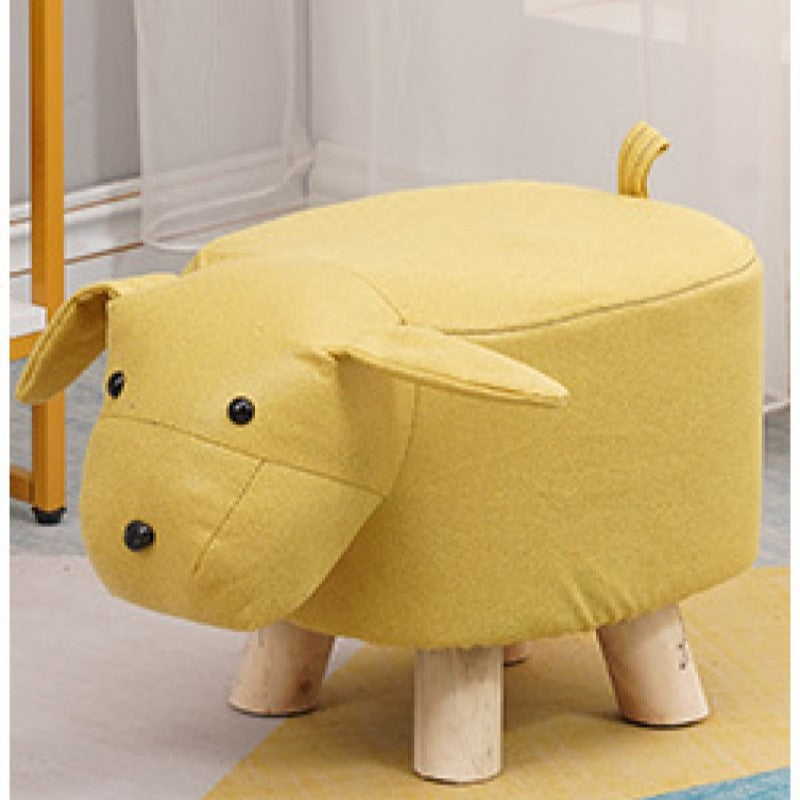 Contemporary Creative Kids Fabric Wood Sponge Animal Elephant Footstool For Entryway Cuvalon