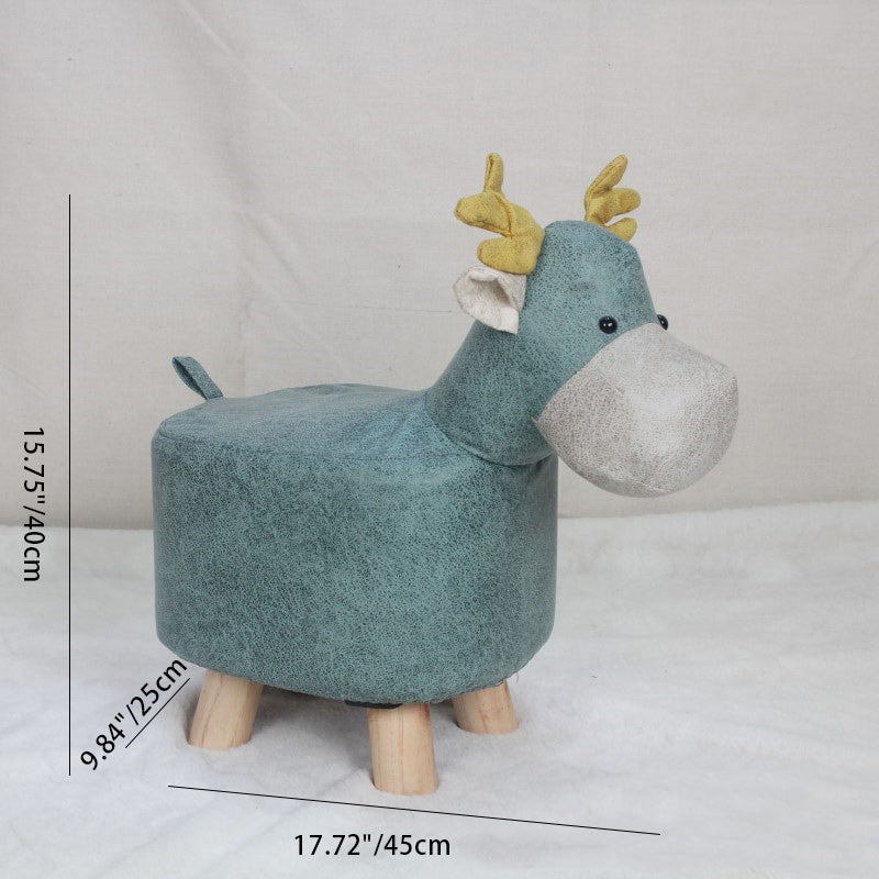 Contemporary Creative Kids Fabric Wood Sponge Animal Elephant Footstool For Entryway Cuvalon