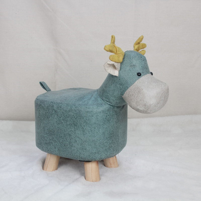 Contemporary Creative Kids Fabric Wood Sponge Animal Elephant Footstool For Entryway Cuvalon