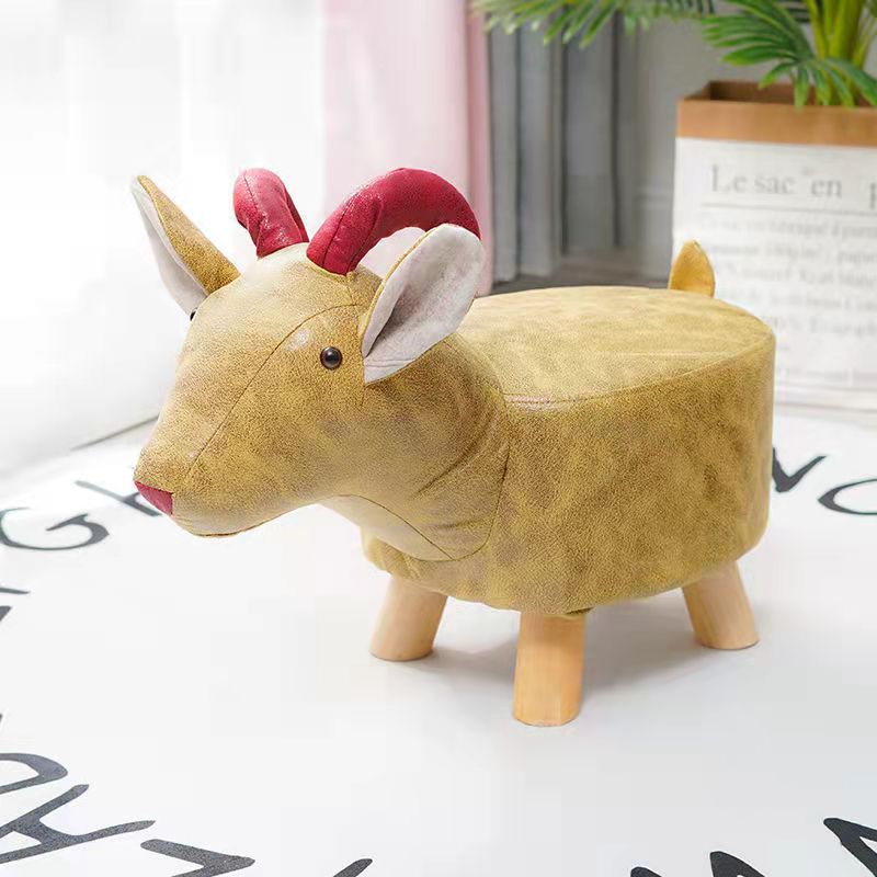 Contemporary Creative Kids Fabric Wood Sponge Animal Elephant Footstool For Entryway Cuvalon