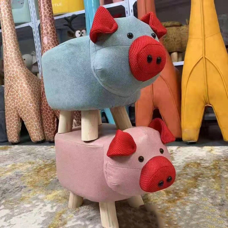Contemporary Creative Kids Fabric Wood Sponge Animal Elephant Footstool For Entryway Cuvalon