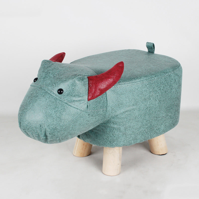 Contemporary Creative Kids Fabric Wood Sponge Animal Elephant Footstool For Entryway Cuvalon