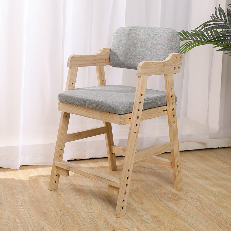 Modern Simplicity Kids Rubber Wood Fabric Sponge Square Trapezoidal Structure Desk Chair Footrest Adjustable For Home Office Cuvalon