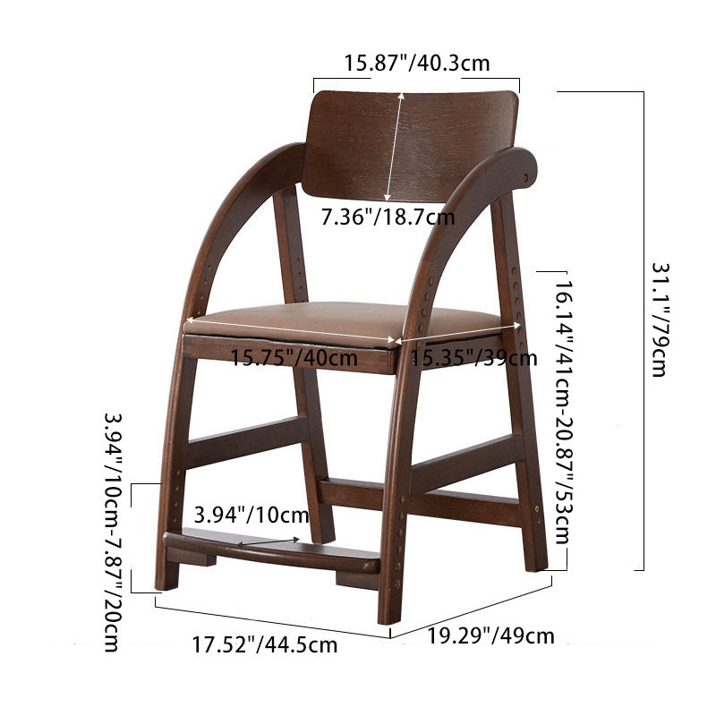 Modern Simplicity Kids Rubber Wood Fabric Sponge Square Trapezoidal Structure Desk Chair Footrest Adjustable For Home Office Cuvalon