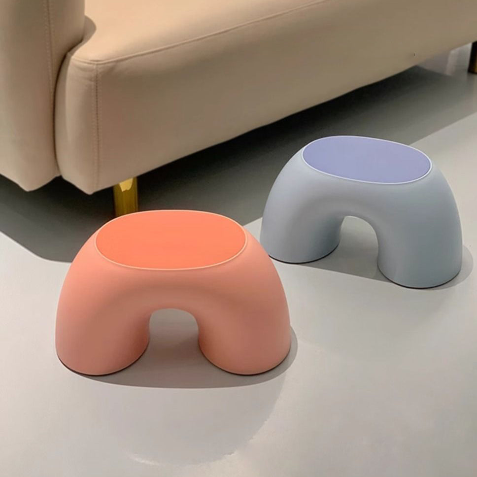 Modern Minimalist Kids Rainbow Shape PP Plastic Low Stool For Living Room Cuvalon
