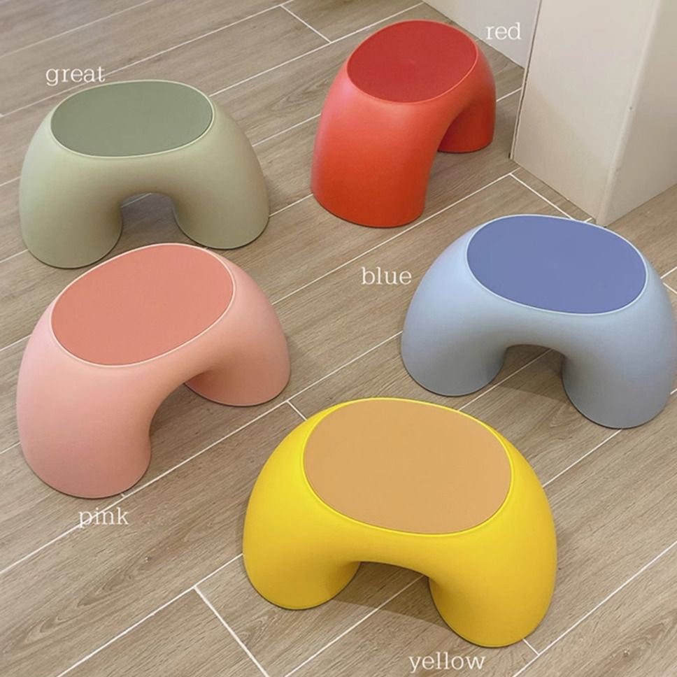 Modern Minimalist Kids Rainbow Shape PP Plastic Low Stool For Living Room Cuvalon