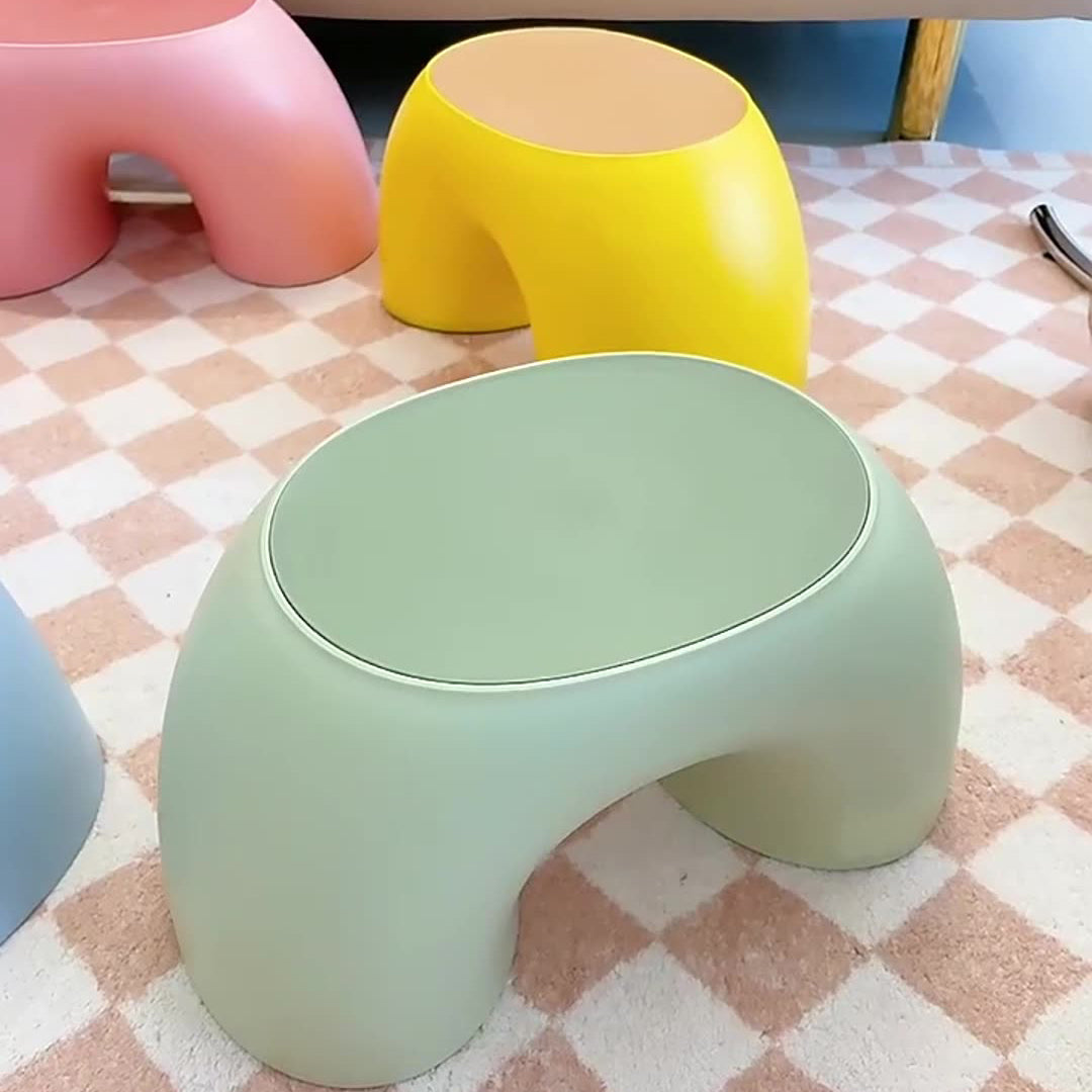 Modern Minimalist Kids Rainbow Shape PP Plastic Low Stool For Living Room Cuvalon