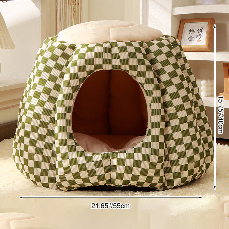 Contemporary Nordic Pineapple Crystal Flannelette PP Cotton Washable Dog & Cat Bed 1-Hole For Living Room Cuvalon