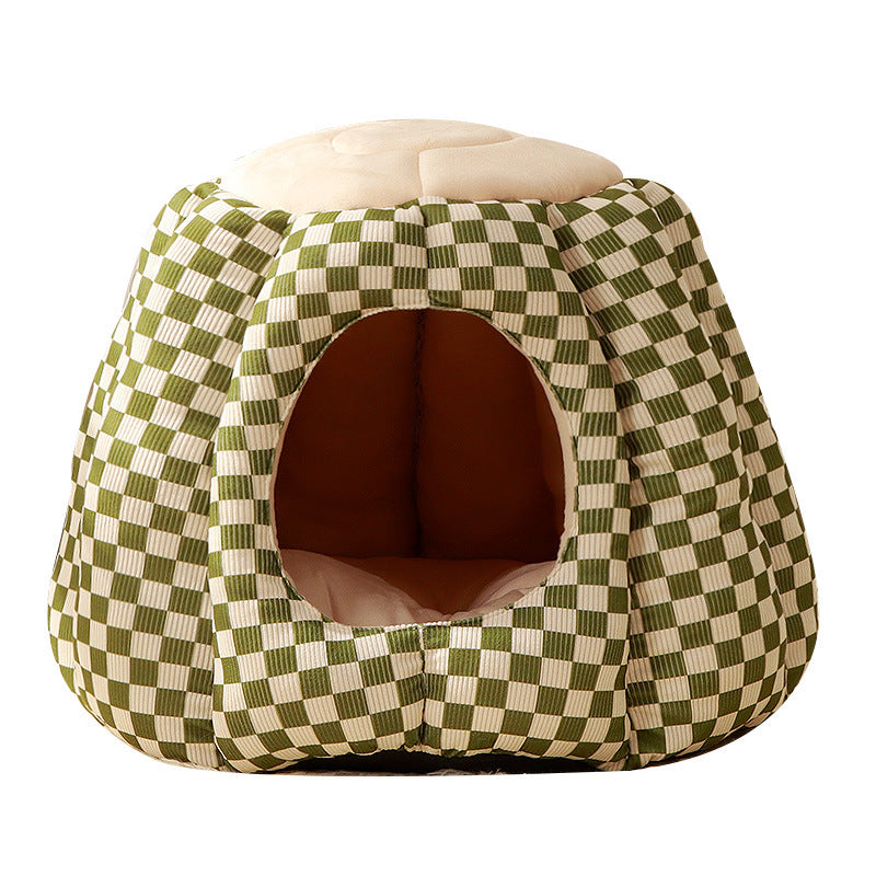 Contemporary Nordic Pineapple Crystal Flannelette PP Cotton Washable Dog & Cat Bed 1-Hole For Living Room Cuvalon