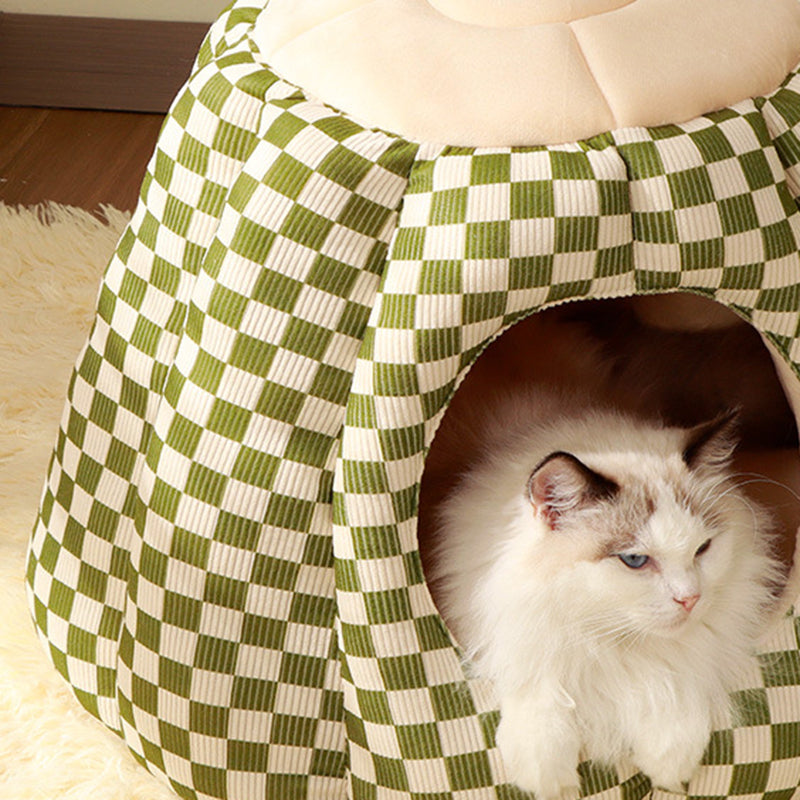 Contemporary Nordic Pineapple Crystal Flannelette PP Cotton Washable Dog & Cat Bed 1-Hole For Living Room Cuvalon