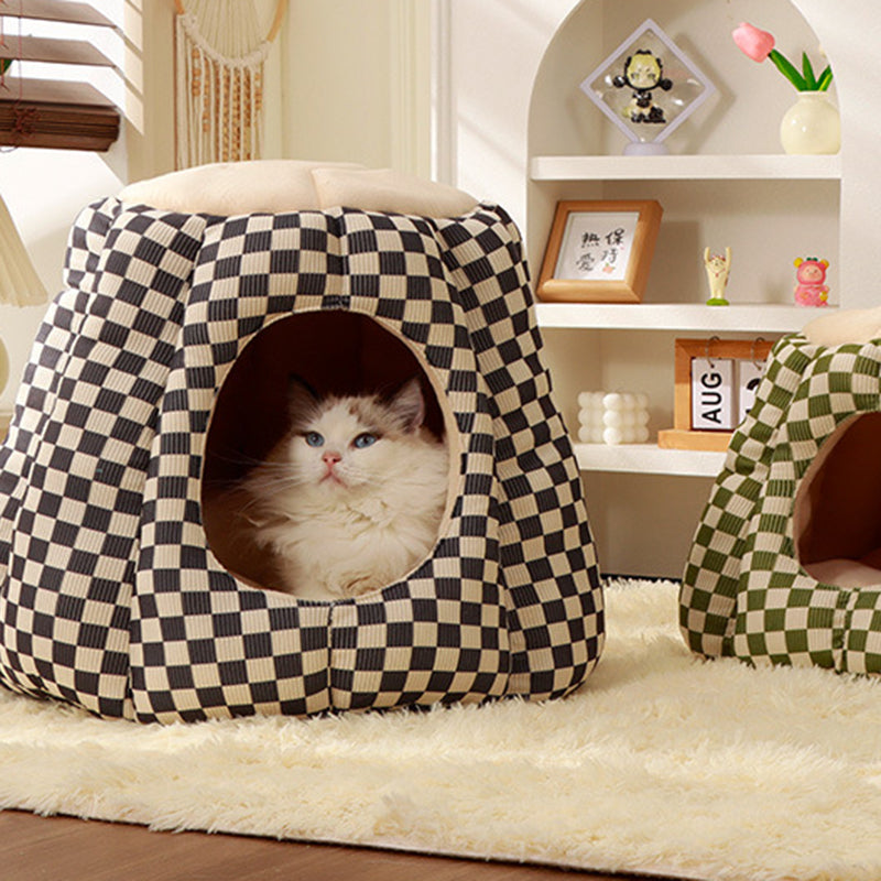 Contemporary Nordic Pineapple Crystal Flannelette PP Cotton Washable Dog & Cat Bed 1-Hole For Living Room Cuvalon