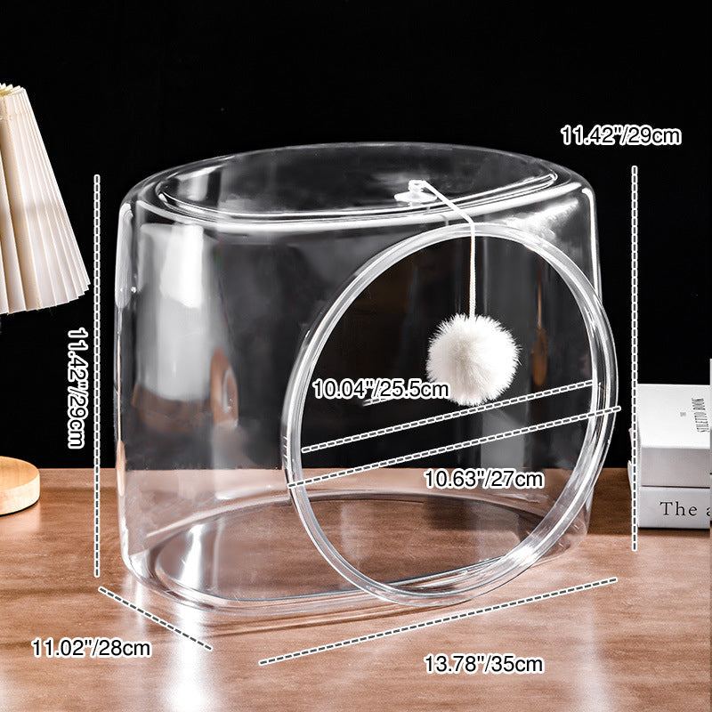 Modern Simplicity Washable Square Cat Plastic Ventilate Transparent Cat Bed 1- Hole For Living Room Cuvalon