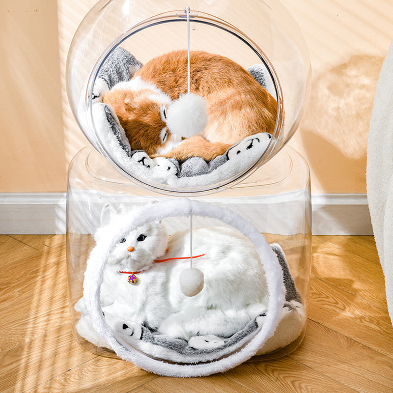 Modern Simplicity Washable Square Cat Plastic Ventilate Transparent Cat Bed 1- Hole For Living Room Cuvalon