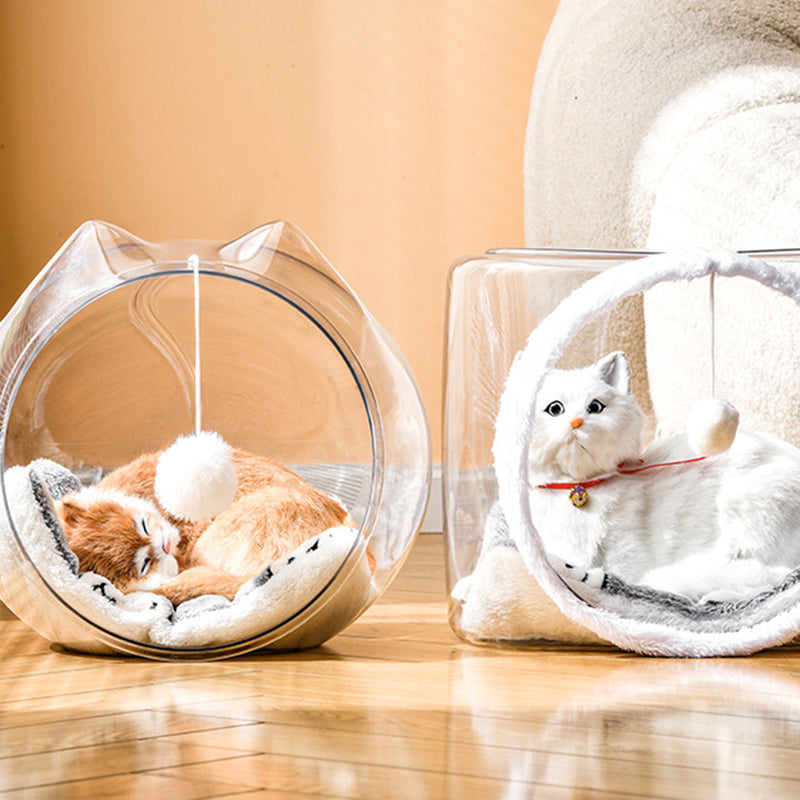 Modern Simplicity Washable Square Cat Plastic Ventilate Transparent Cat Bed 1- Hole For Living Room Cuvalon