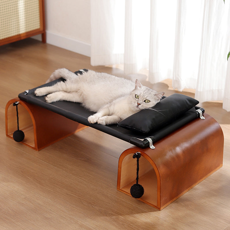 Modern Art Deco Bridge-Shaped Tunnel Multi-Layer Board Iron Tech Fabric Cat Bed 1- Tier For Living Room Cuvalon