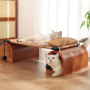Modern Art Deco Bridge-Shaped Tunnel Multi-Layer Board Iron Tech Fabric Cat Bed 1- Tier For Living Room Cuvalon