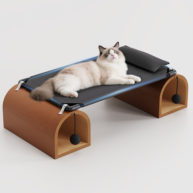 Modern Art Deco Bridge-Shaped Tunnel Multi-Layer Board Iron Tech Fabric Cat Bed 1- Tier For Living Room Cuvalon
